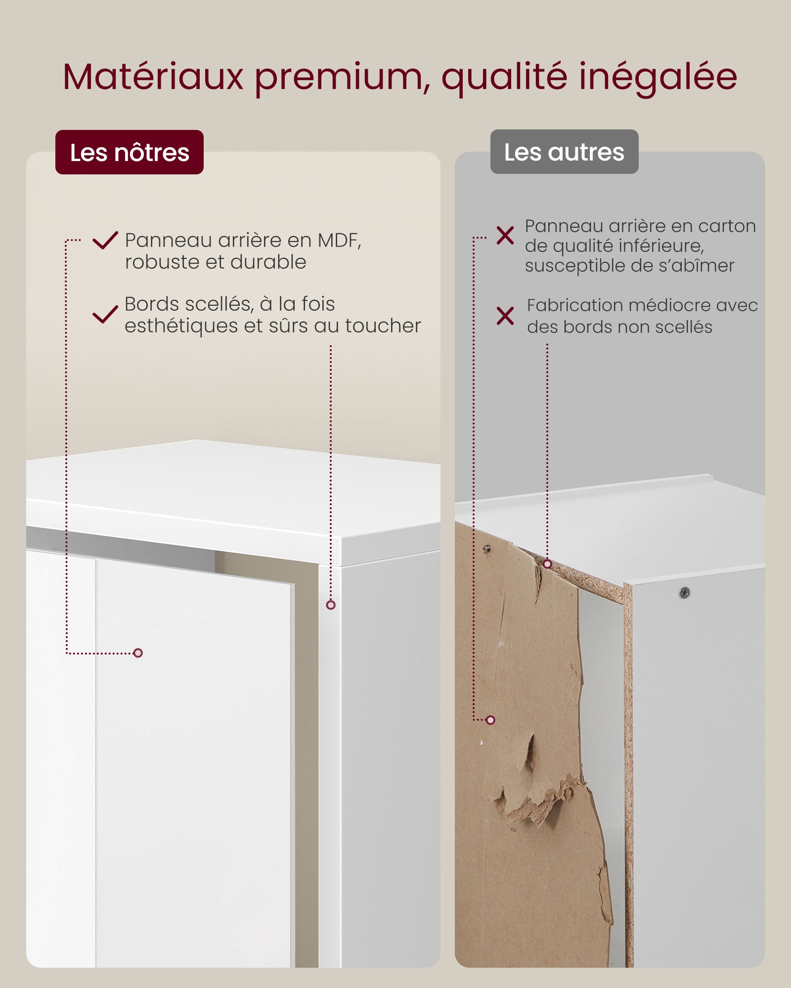 Bibliothèque, Étagère sur 4 Niveaux, avec Étagères Réglables, Meuble de Rangement Ouvert, pour Salon, Chambre, Bureau, Blanc Nuage - 6