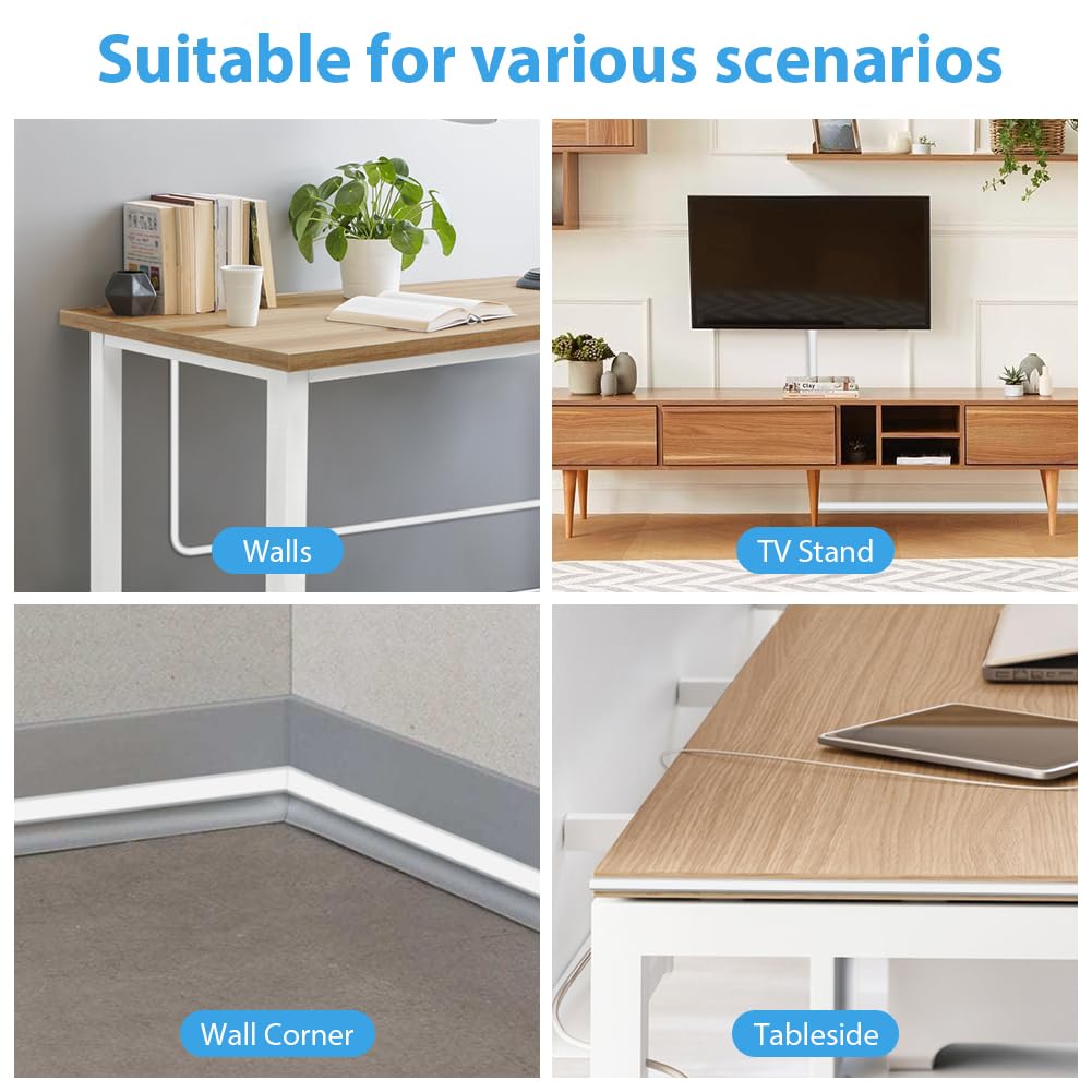 Canal de câble auto-adhésif blanc mini flexible pont de câble semi-circulaire pour protéger les câbles pour cacher 1 câble pour sol,plafond(3 mètres) - 7