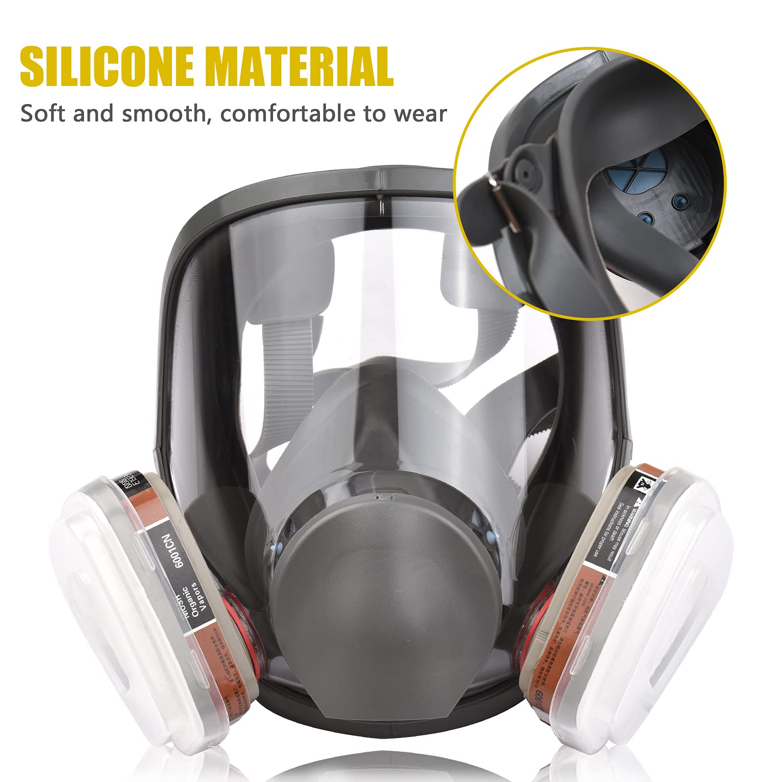 Masque respiratoire intégral réutilisable 16 en 1 avec revêtement à gaz organique- pour peinture, polissage, soudage et autres travaux de protection - 5
