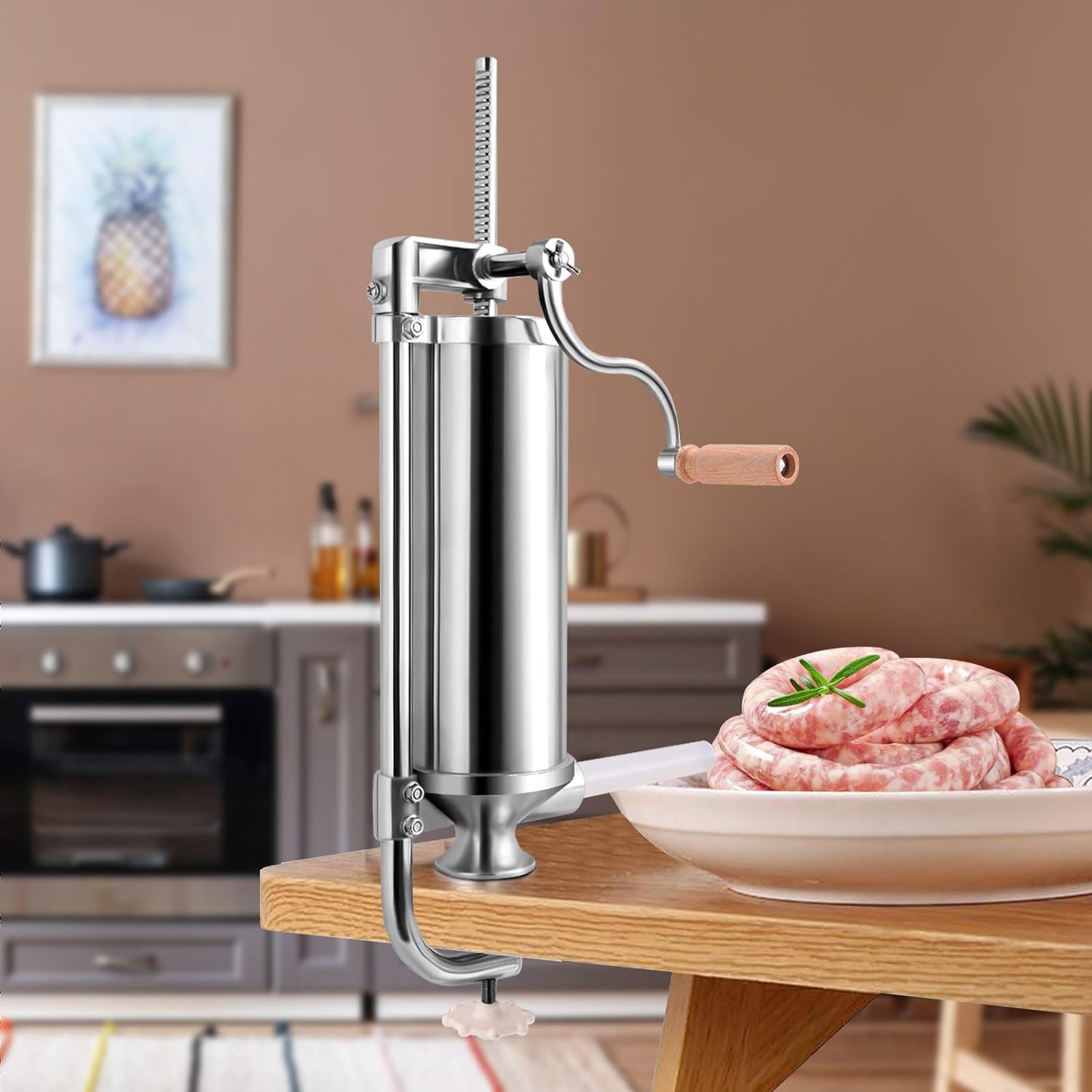 Macchina Per Salsicce Manuale Verticale 3L In Acciaio Inox – Riempitrice Per Carne Con 11 Tubi, Per Uso Domestico E Ristorazione - 2