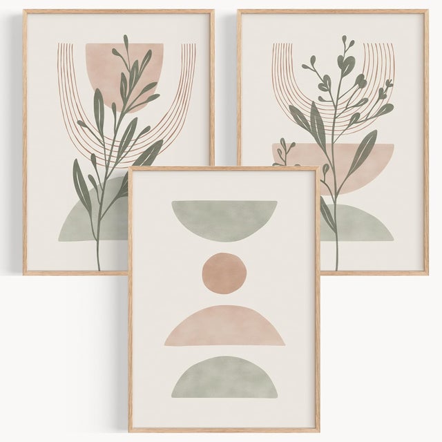Conjunto de 3 pôsteres decorativos para parede, ideais para quarto, casa ou decoração de ambientes - Arte de parede em estilo boho para sala de estar