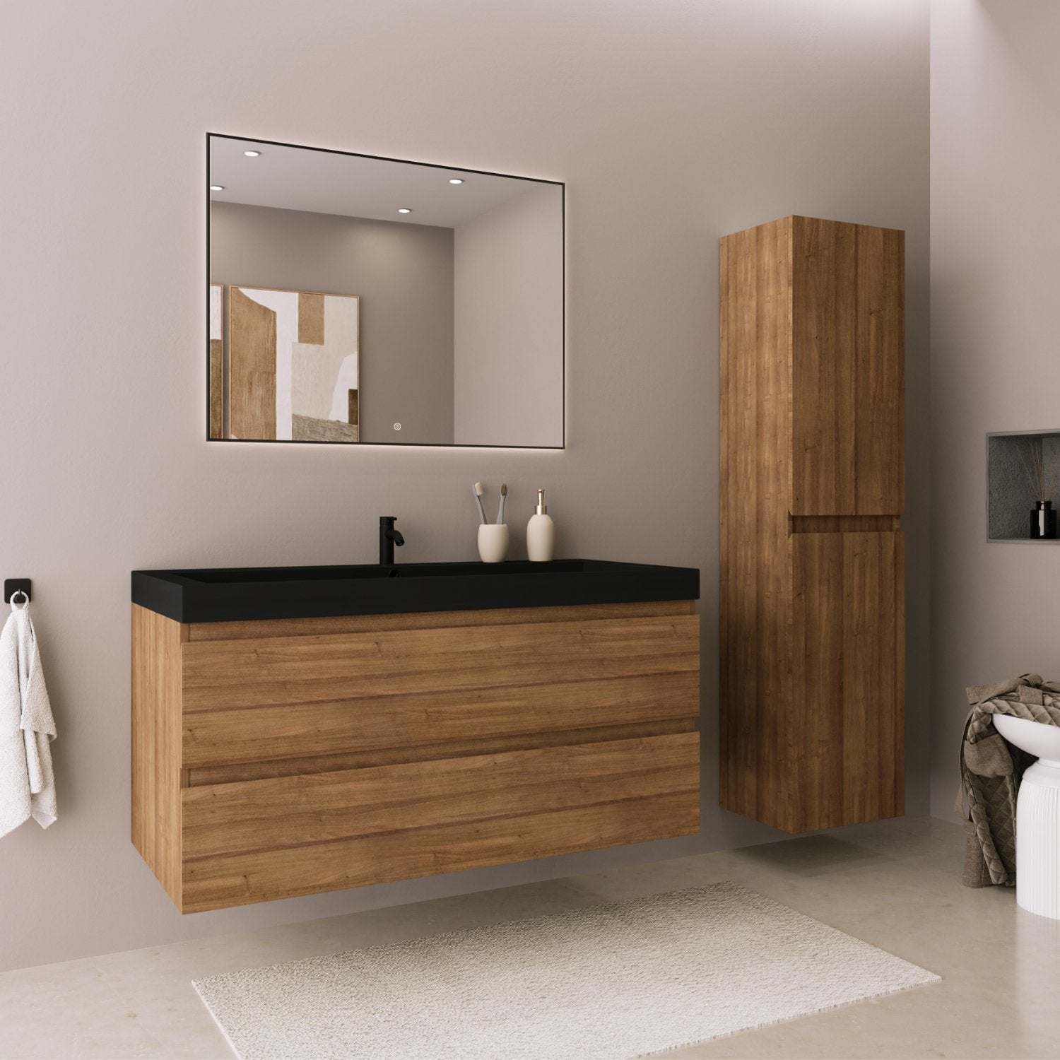 LOMAZOO colonne salle de bain Marbella chêne chaud - 140cm - 2