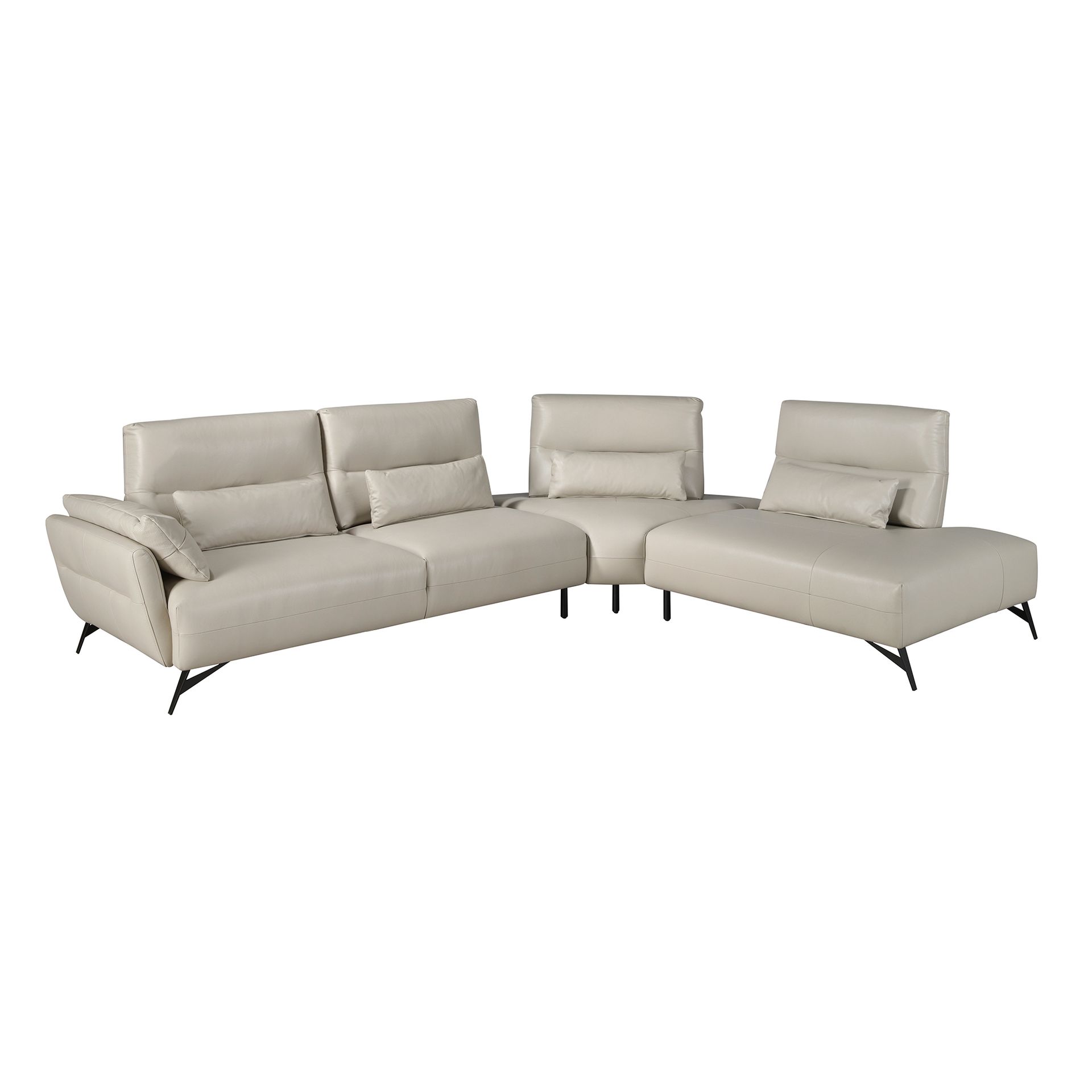 Prawy szezlong sofa piaskowa skóra 341 x 254 x 94 cm