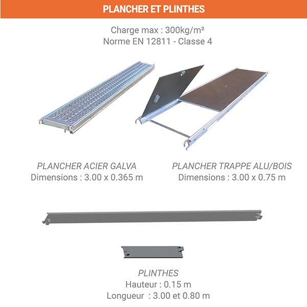Echafaudage fixe de façade 78m² - Structure + Planchers + Plinthes - Version lisses - DUO78-SPP - 3
