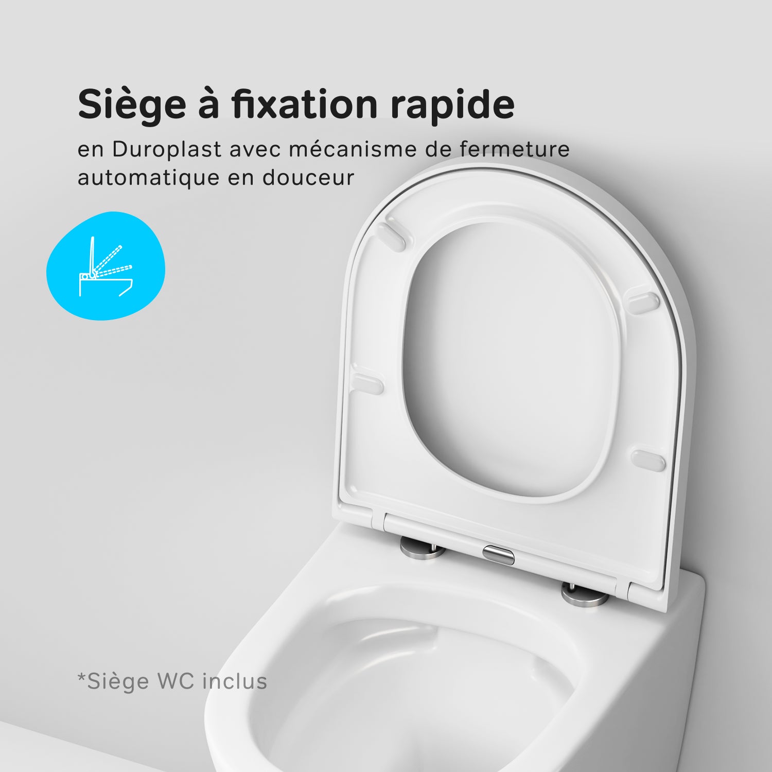 WC Suspendu en céramique sans bride Cuvette Toilette WC suspendu sans bord FlashClean abattant amovible frein de chute Softclosing, Blanc AM.PM Flash - 5
