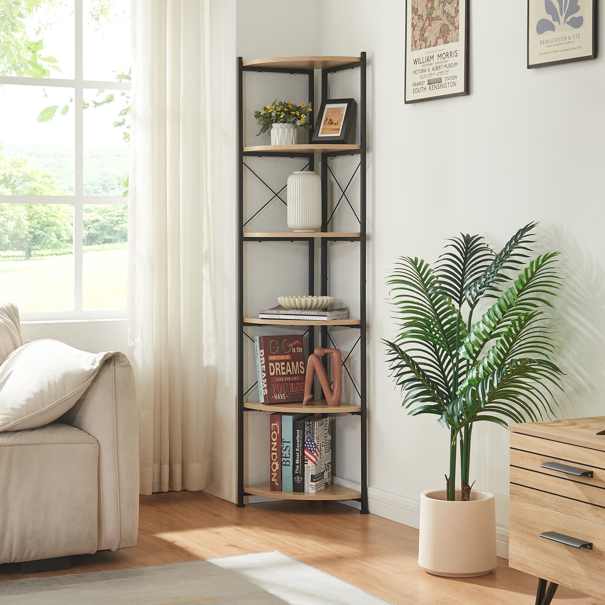 Étagère à plantes Ulfborg 6 niveaux 160 x 30 x 30 cm effet bois noir [en.casa] - 2