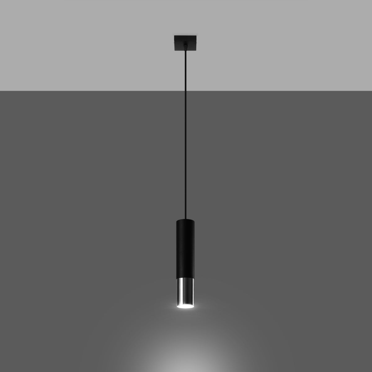 Lampa wisząca ZARPEX 1 czarny/chrom LED 3000K - 8x8x100cm Sollux