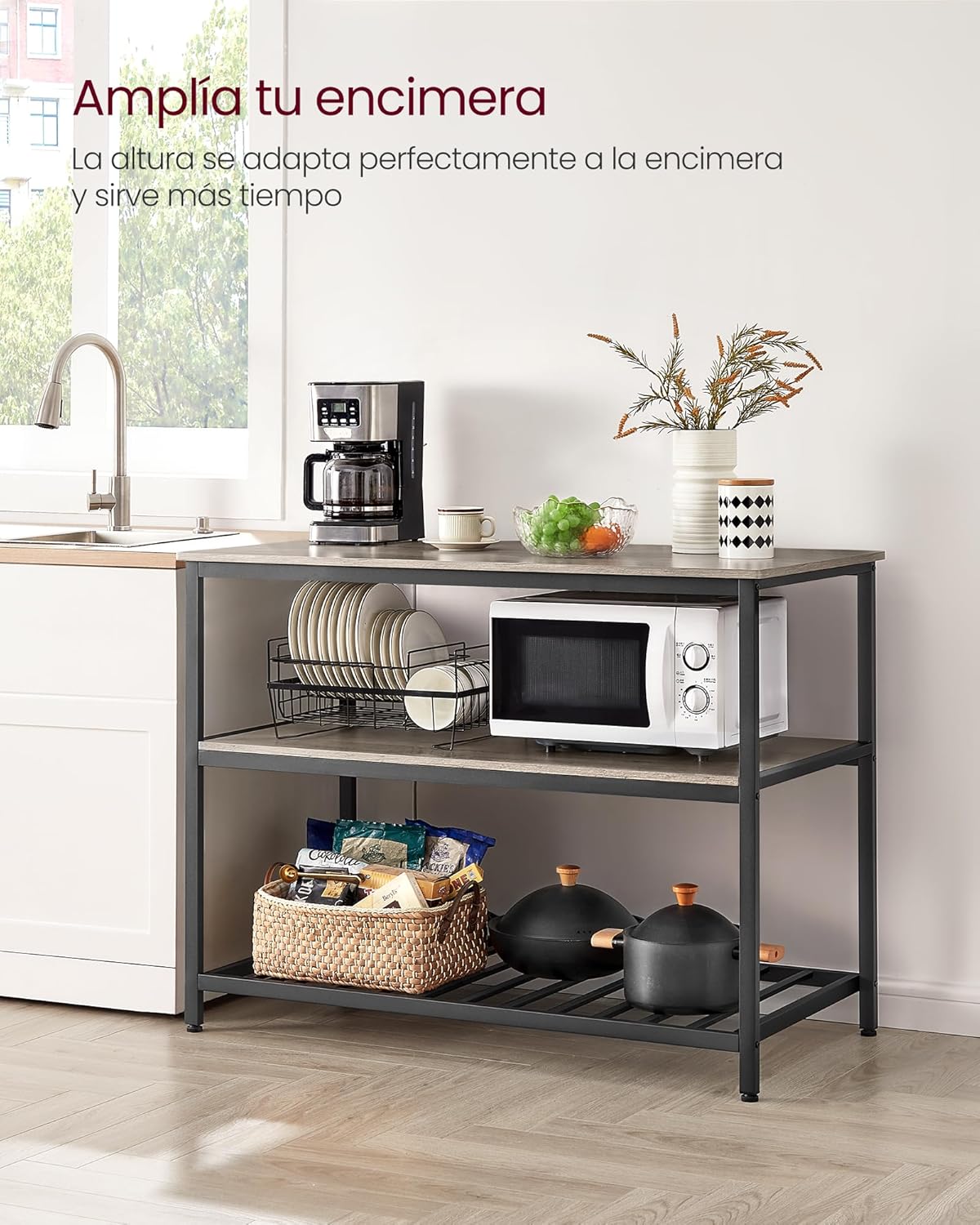 Étagère De Comptoir En Acier Inoxydable - Extension Hauteur Plan De Travail - Capacité 30 Kg Par Niveau - Réglable, Dimensions Variables - Pour Cuisine, Bureau