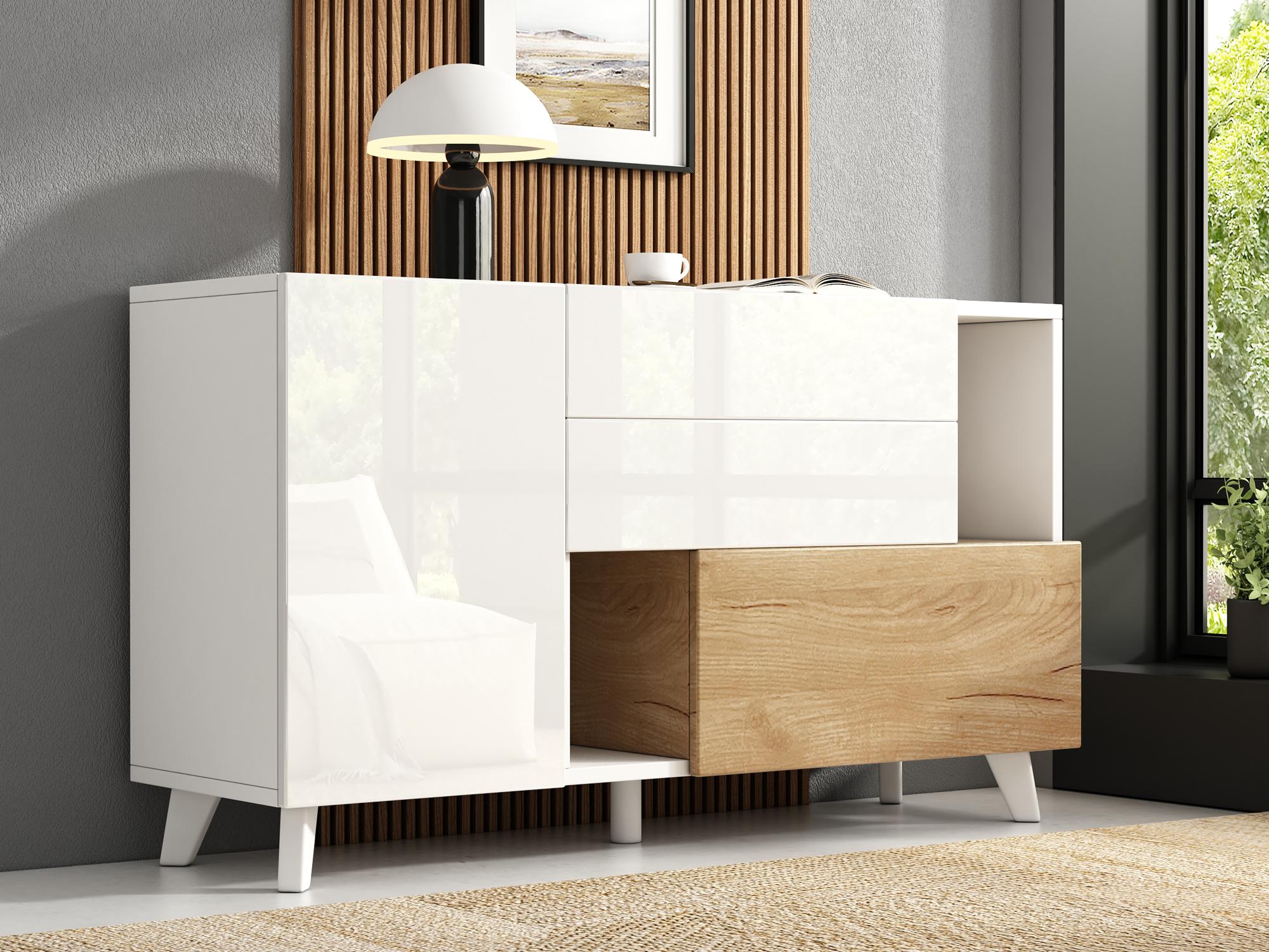 Sentor Buffe Buffé brillante 130x40x70 cm - 2 puertas - 2 cajones - con ...