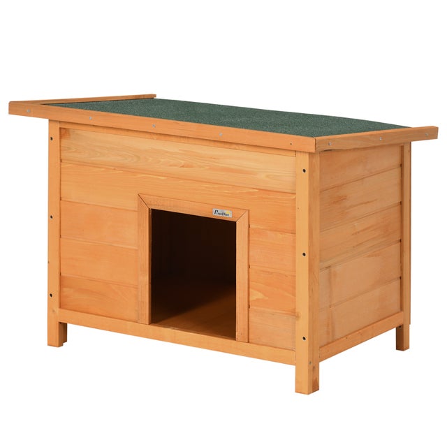 PawHut Cuccia per Cani Impermeabile da Esterno in Legno di Abete, 82x58x58 cm
