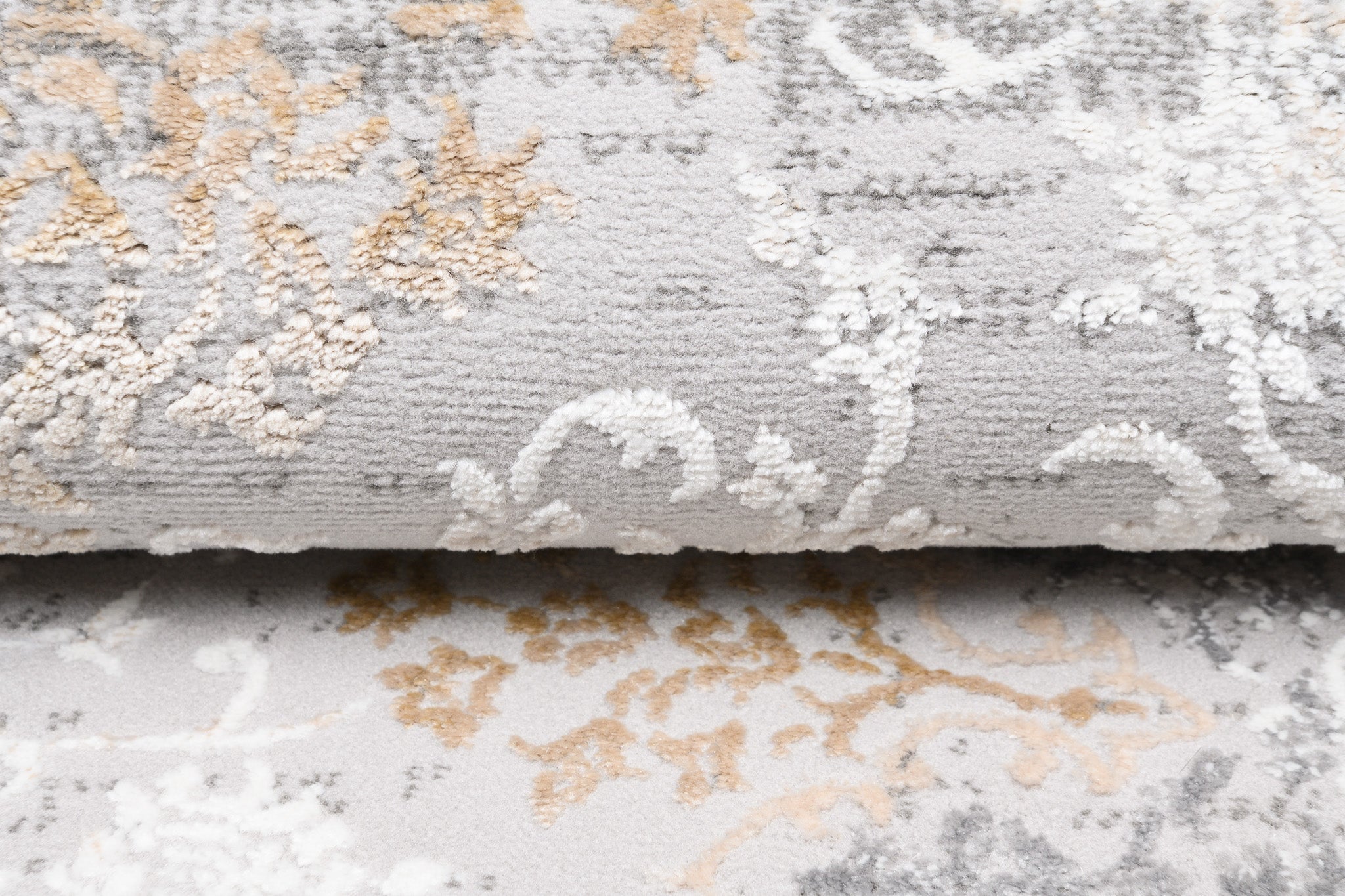 TAPISO Hera Tapis Salon Chambre Brillant Gris Crème Beige Vintage Rosace Ornamental Bordé Moucheté Effet 3D OEKO-TEX 80 x 150 cm - 2