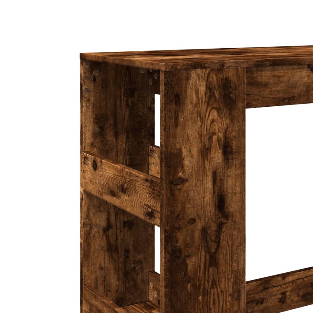 Table De Bar Design Moderne Avec Étagères - Blanc 90x40x103,5 Cm En Bois D'Ingénierie, Parfait Pour Cuisine, Salon Ou Bistrot