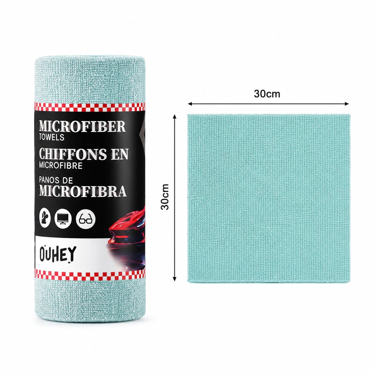 Set 50 lavete din microfibra Flippy, 30 x 30 cm, turcoaz 50buc