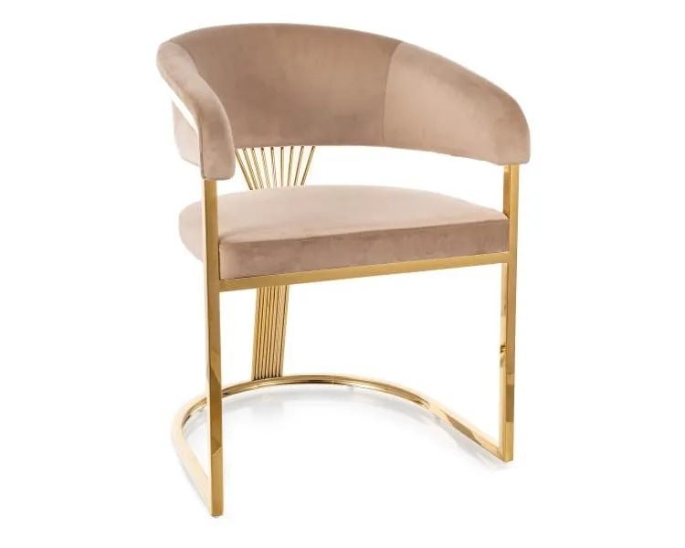 Krzesło tapicerowane CROWN VELVET beżowe
