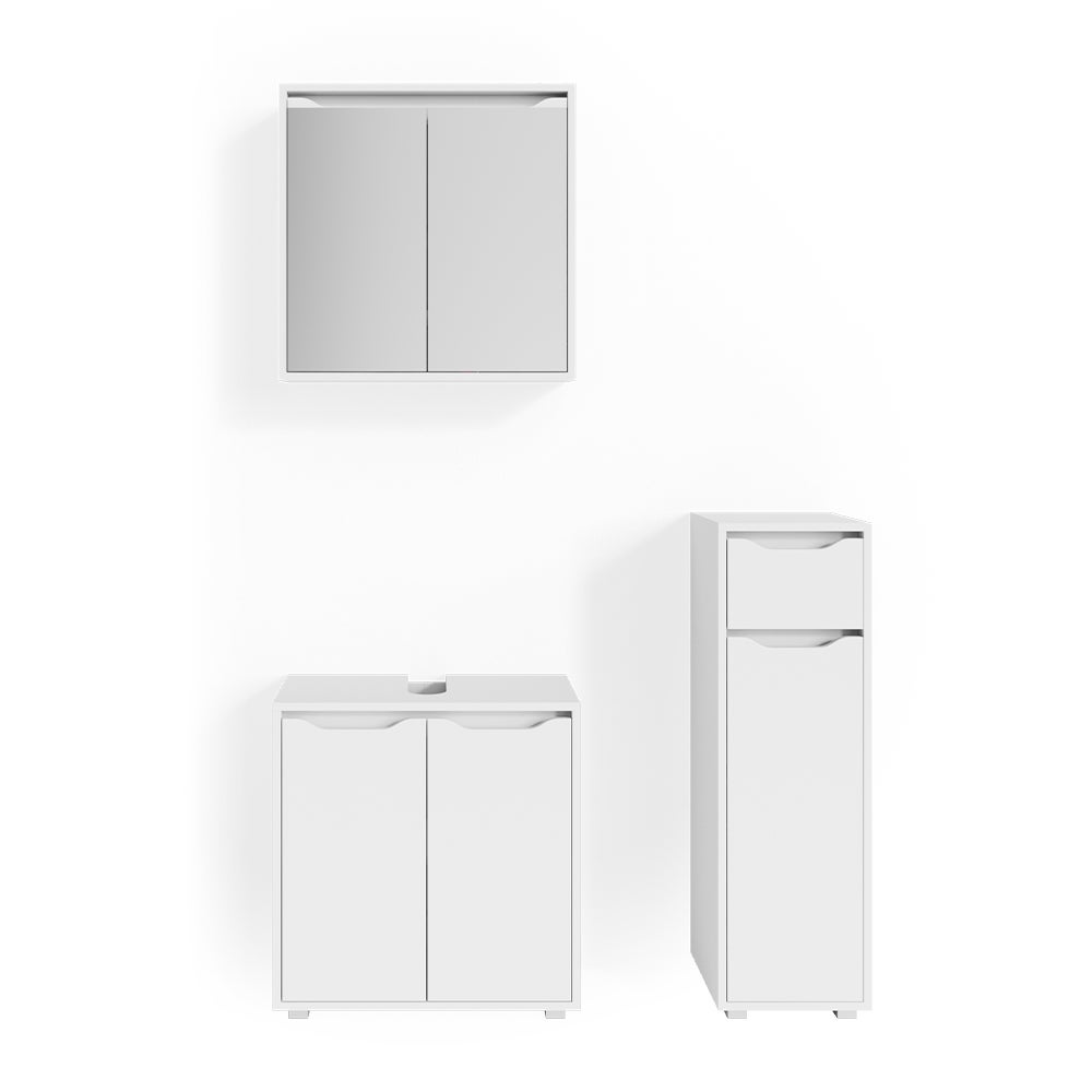 Vicco Zestaw mebli łazienkowych Ruben, Biały, 3 części