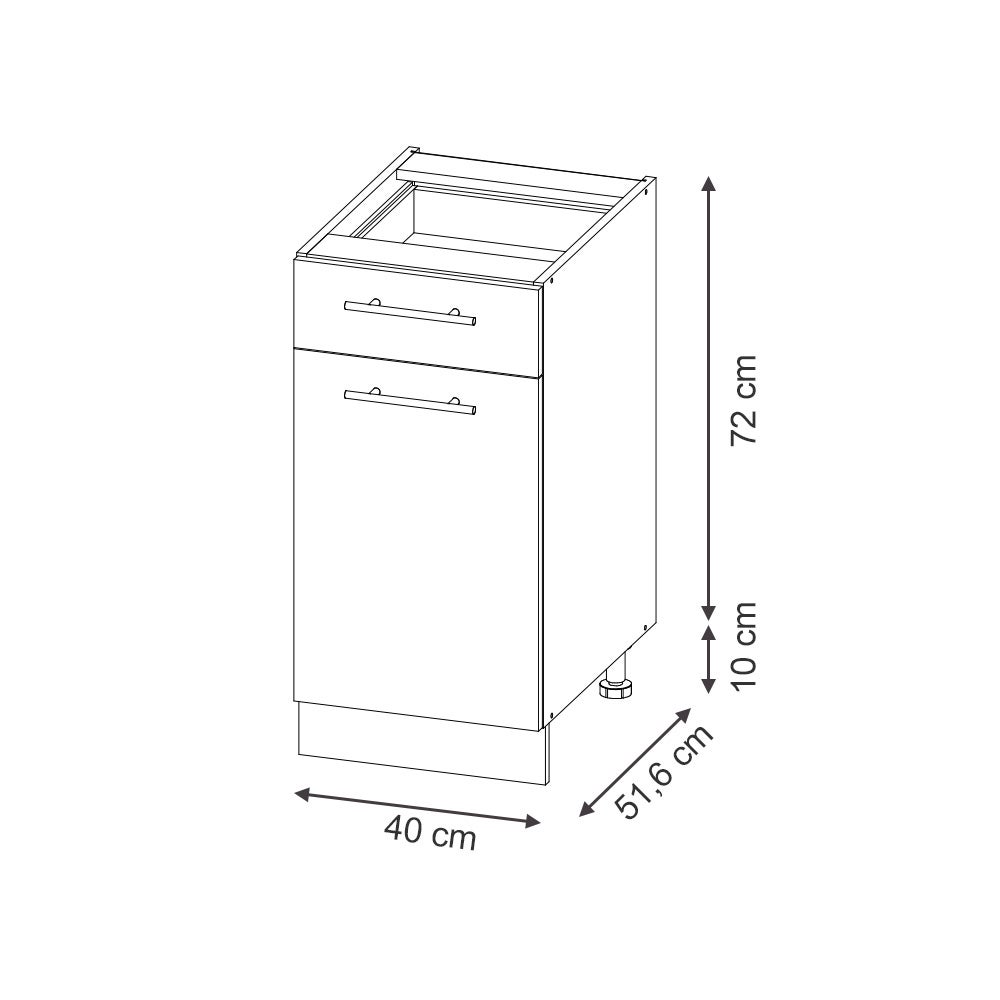 Vicco Meuble cuisine Fame-Line, GrisBeige, 40cm , PT Anthracite - 3