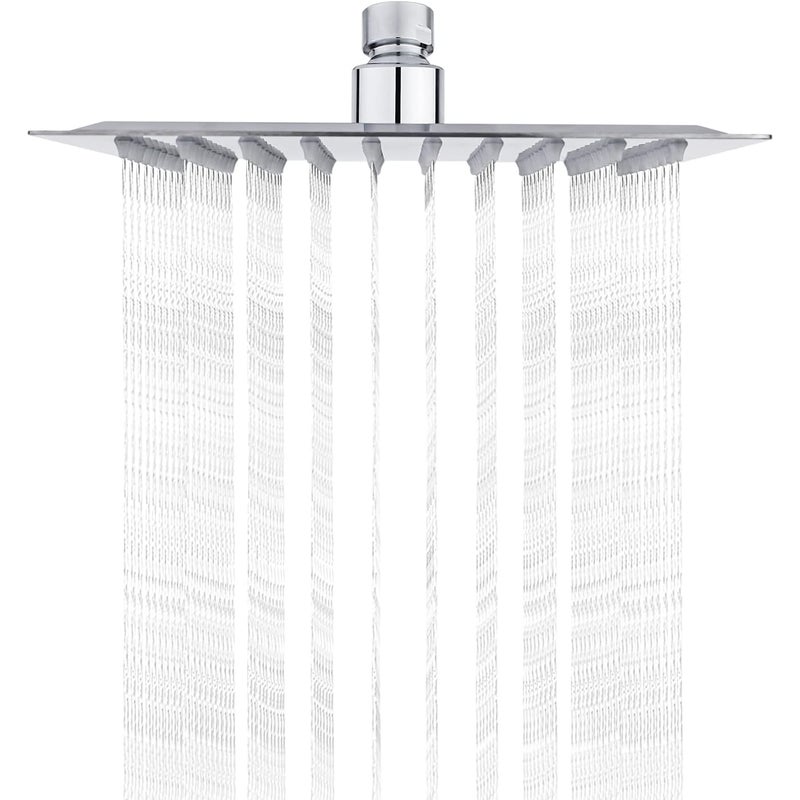 Kwadratowa głowica prysznicowa z funkcją antykamieniania - 20 cm - głowica prysznicowa ze stali nierdzewnej o wysokim ciśnieniu - obrotowa o 360 stopn