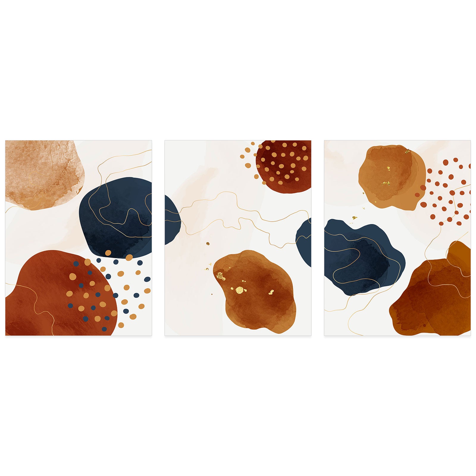 Lot de 3 Affiches / Posters Triptyque - Abstrait 3617689992235 - Bordure noire - 3 Affiches - 40x50 cm (Cadres non fournis) - 2