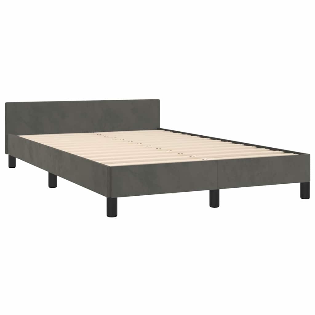 Cadre de lit sans matelas, velours, gris foncé, pour la chambre, 120 × 200 cm - 4