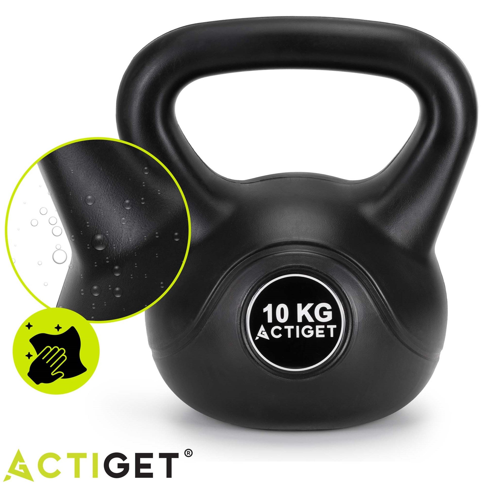 Kettlebell para exercício, haltere 10 kg ACTIGET, kettlebell de treinamento ABS, bola preta - 2