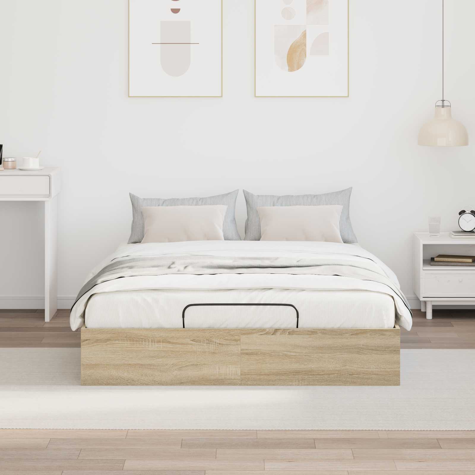 Cadre de lit ottoman, chêne, pour la chambre, 150 × 200 cm - 4