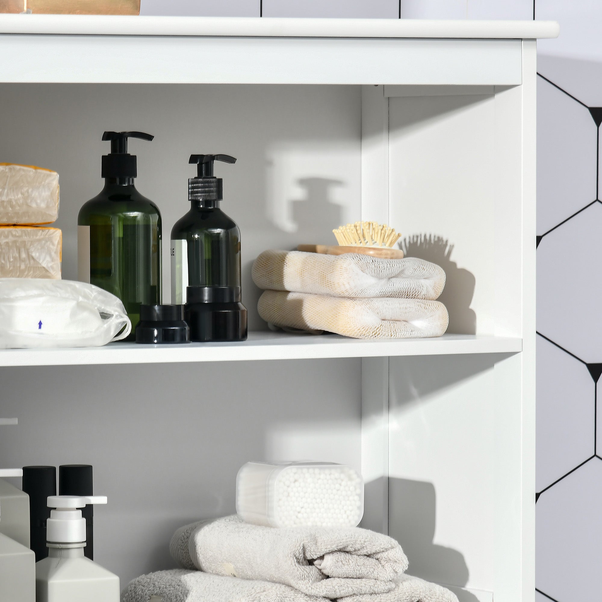 Alacena de Cocina HOMCOM MDF, Vidrio Templado Blanco 60x30x162 cm - 4