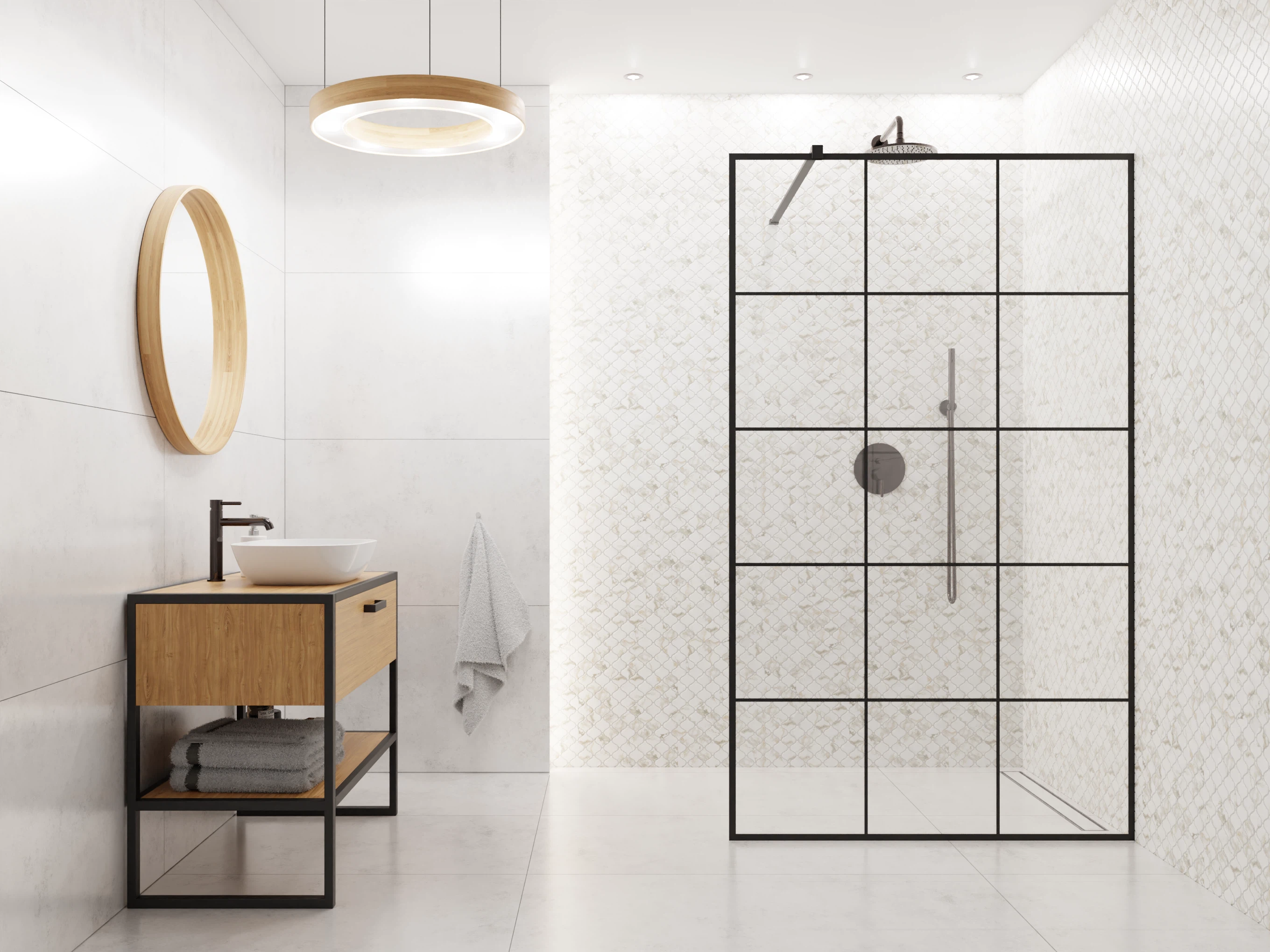 Mosaico in ceramica su rete per bagno o cucina 28.2 cm x 30 cm - Marble Arabesque - 4