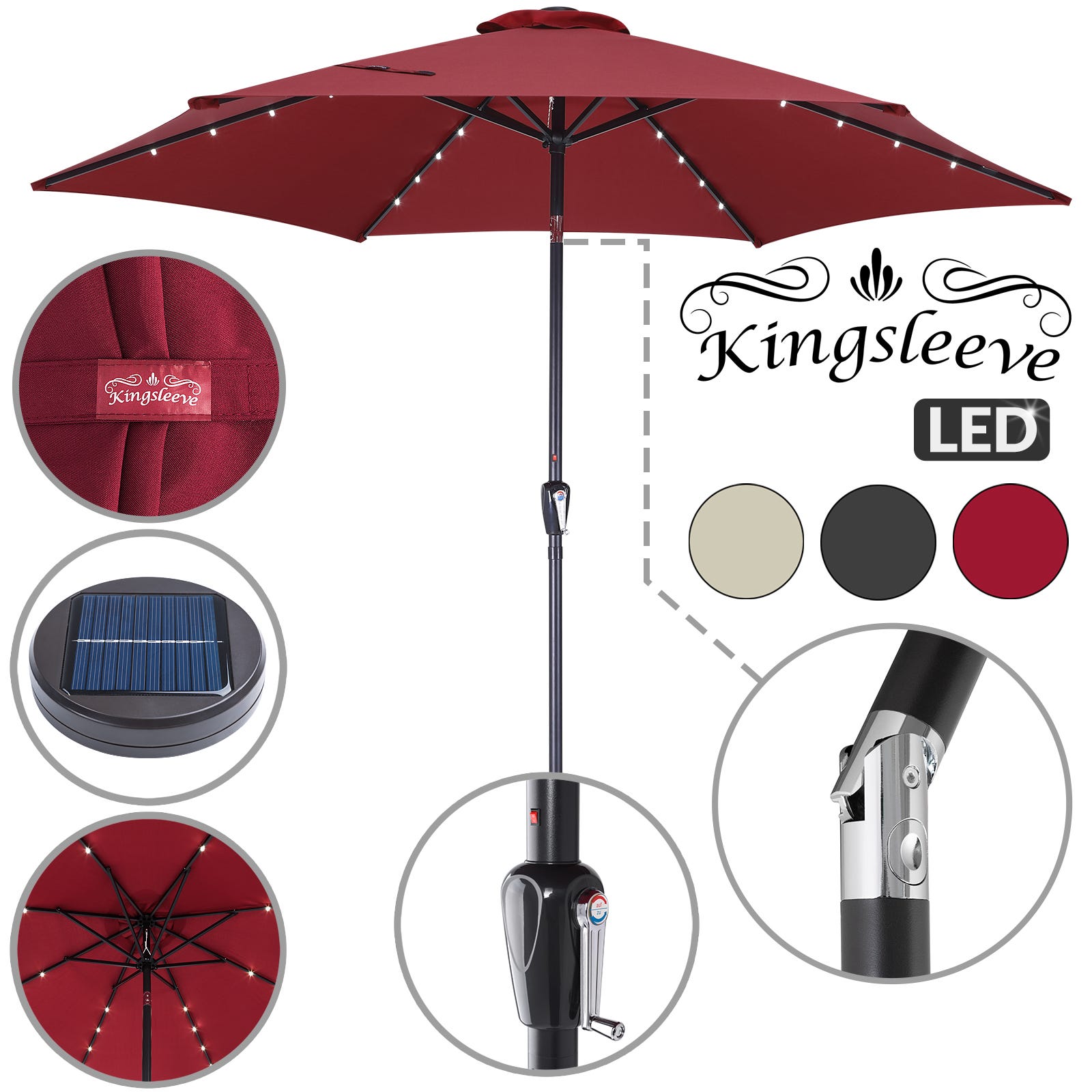 KINGSLEEVE® Parasol Déporté Anthracite 300cm Pare-soleil En Aluminium Avec Eclairage Led Protection Uv80 Jardin 93496859 KINGSLEEVE® Parasol Déporté Anthracite 300cm Pare-soleil En Aluminium Avec Eclairage Led Protection Uv80 Jardin 93496859