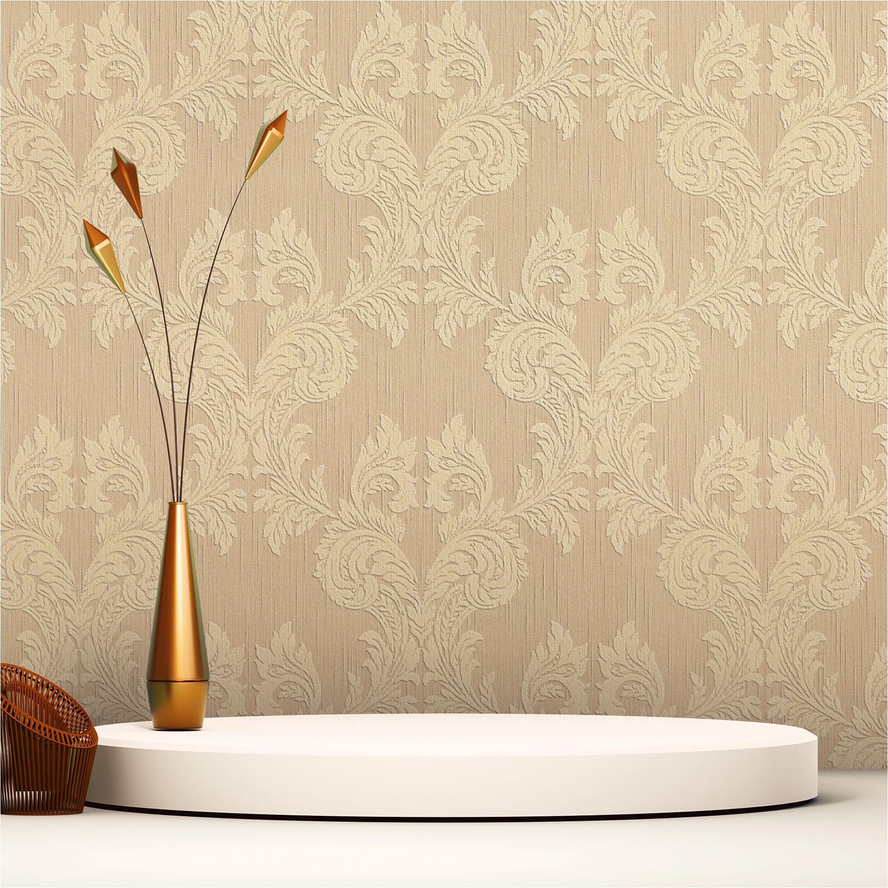 Papier Peint Baroque Gioele M1-No.2263 Beige Bronze Ornement Classique Baroque 90102477