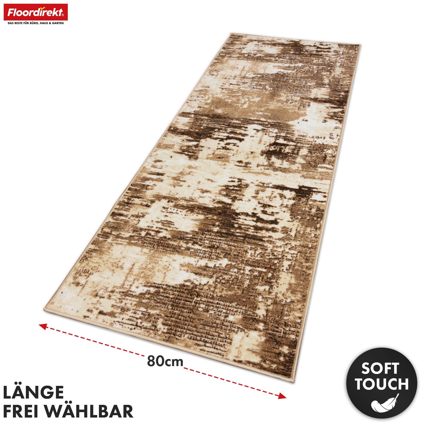 Tapis couloir Ravena pour sublimer vos espaces, Marron, 80 x 350 cm - 5