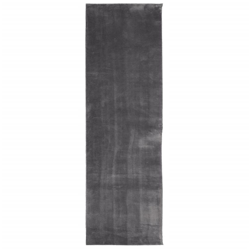 Alfombra de dormitorio   felpudo   alfombra de pelo corto suave lavable huarte antracita 80x250 cm cfw31734