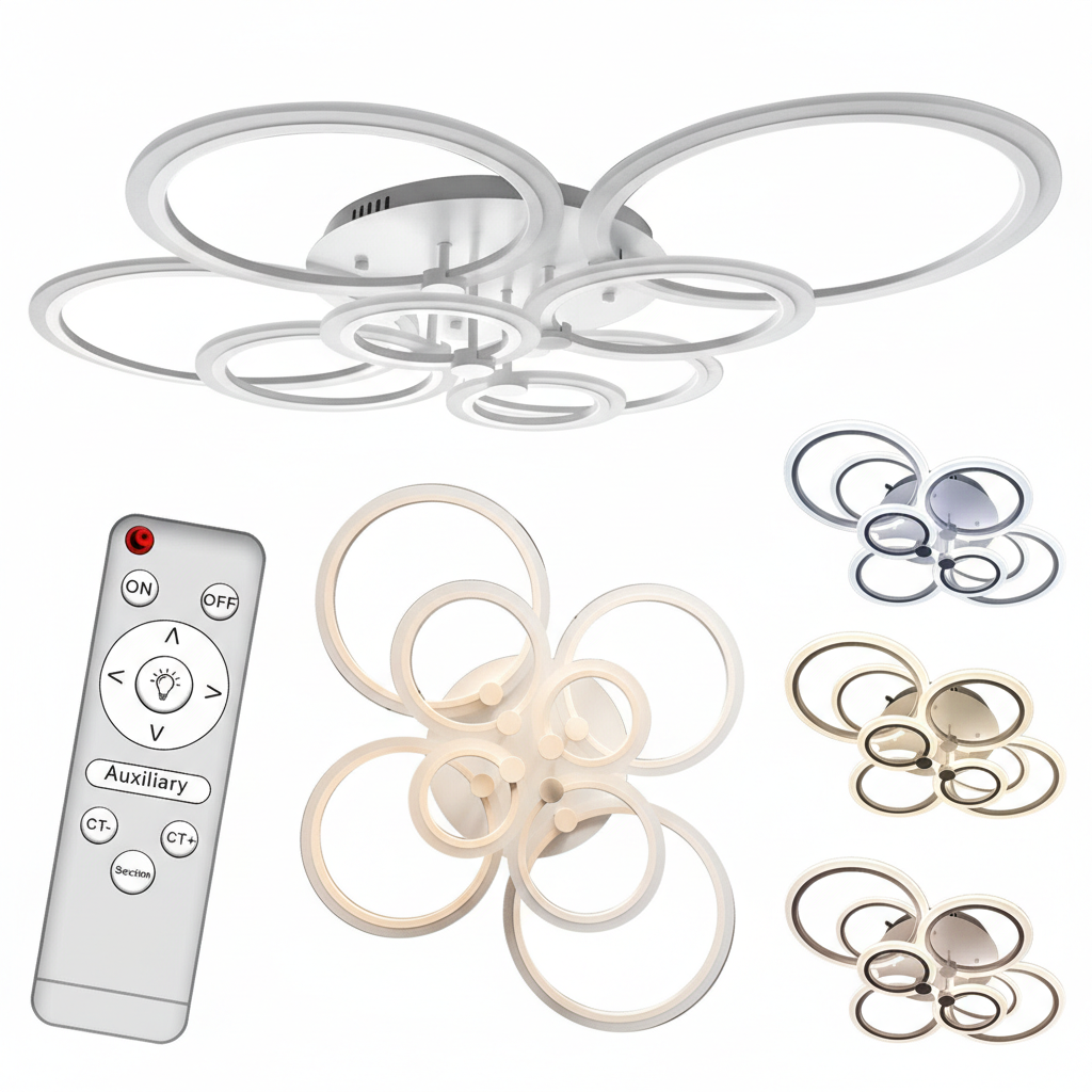 Lampadario Plafoniera LED moderno da soffitto Dimmerabile 8 cerchi per camera da letto soggiorno cucina 78W x 2 colori 3000K 4000K 6500K - 11