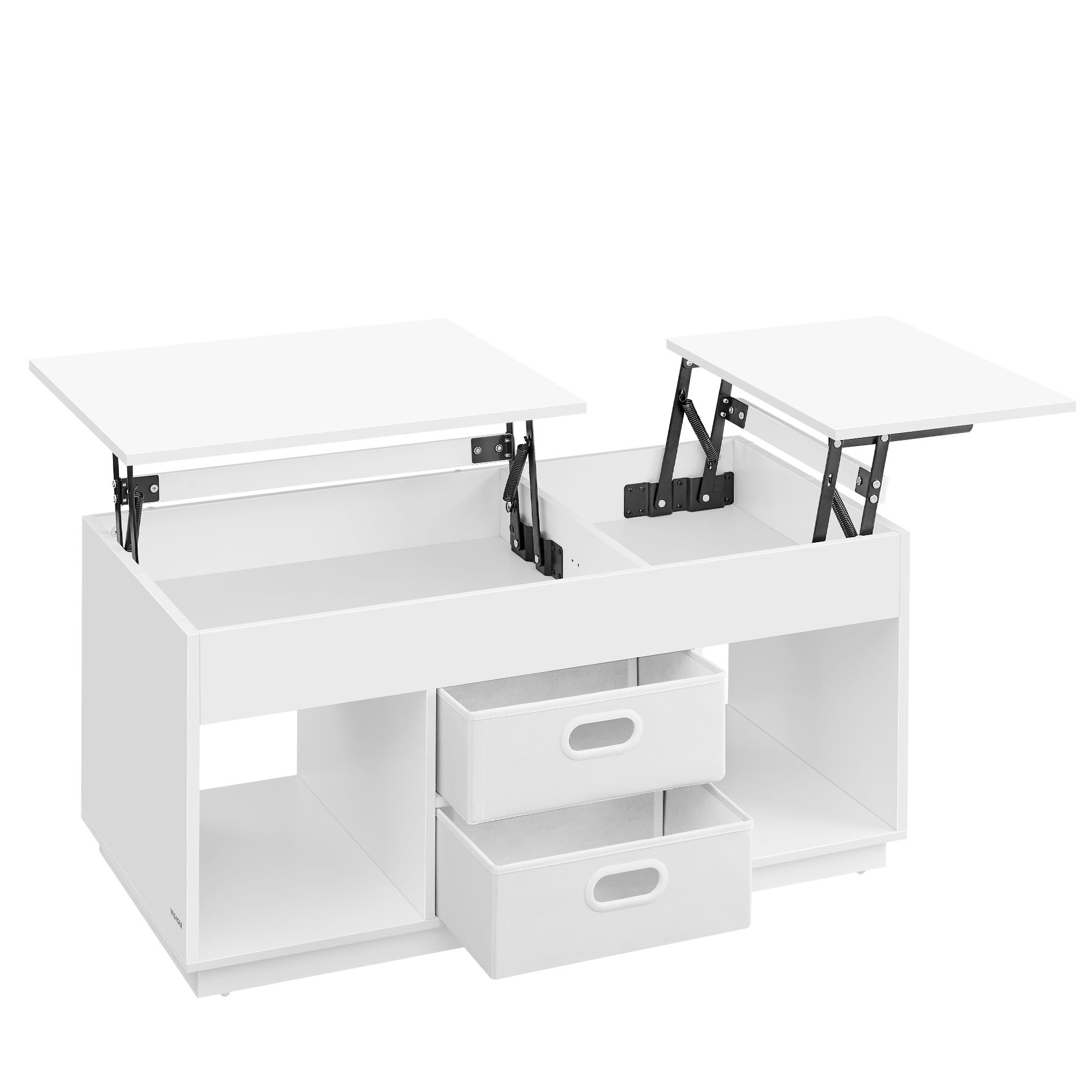 Hzuaneri Table Basse, Table de Salon, 2 Tiroirs de Rangement et 4 Compartiments Ouverts, Pieds en Acier, pour Salon, 50 x 100 x 50 cm, Blanc-Argent CT22003W Hzuaneri Table Basse, Table de Salon, 2 Tiroirs de Rangement et 4 Compartiments Ouverts, Pieds en Acier, pour Salon, 50 x 100 x 50 cm, Blanc-Argent CT22003W