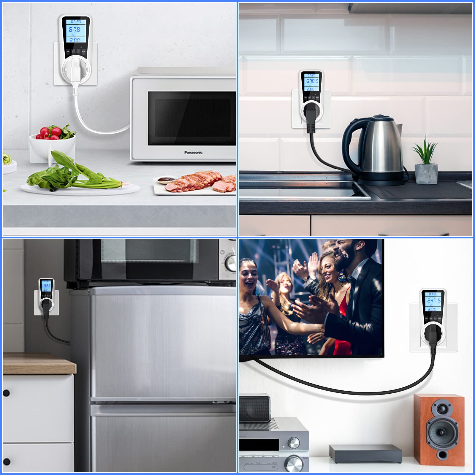 Wattmètre Prise Compteur d'Énergie,Consommation avec 7 Modes Surveillance,Prise Consommation Electrique pour Écran LCD Rétroéclairé - 7