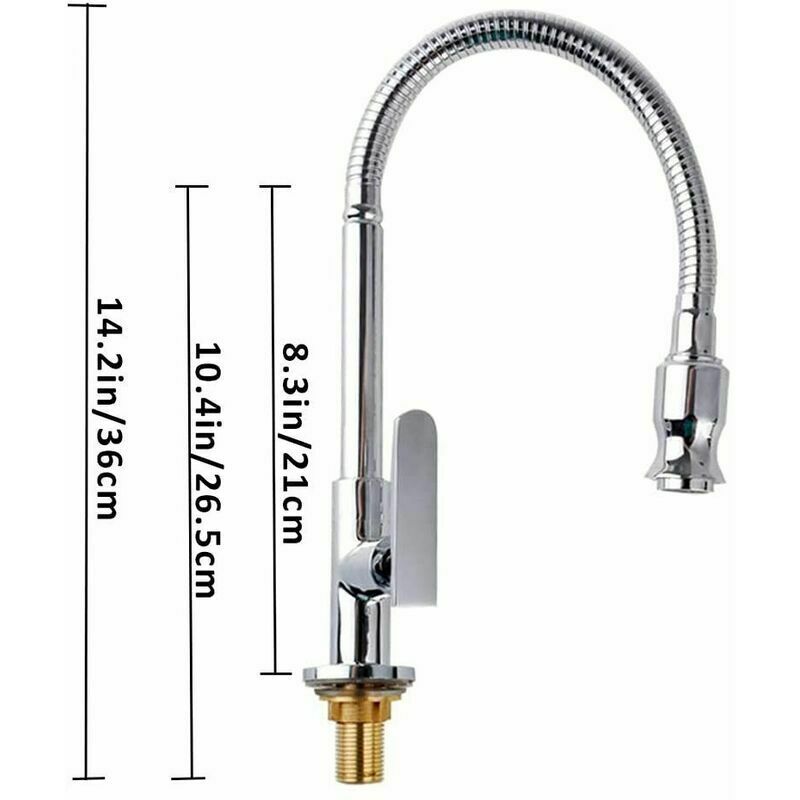 Robinet de cuisine extérieur 360 ° rotatif monotrou mitigeur robinet de cuisine eau froide robinet de buanderie - 2