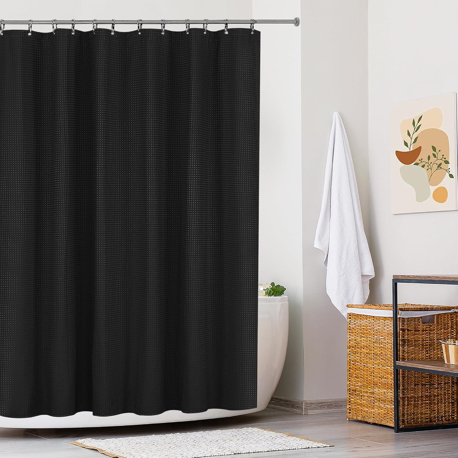 Cortina De Ducha Riyidecor Extra Larga De Poliéster De 180 X 200 Cm