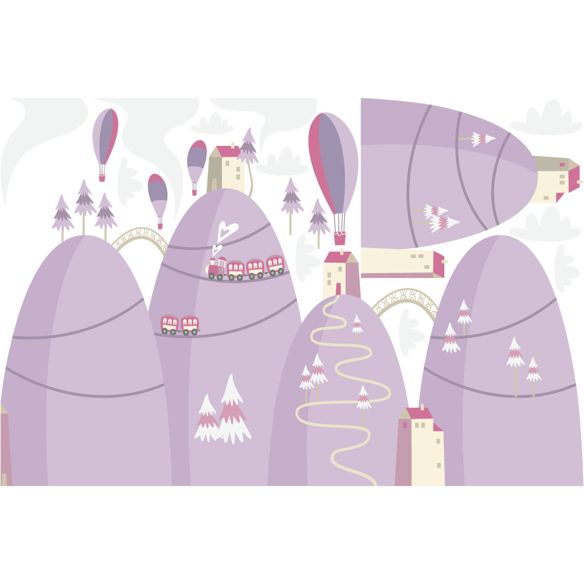 Adesivo bambino di montagna scandinavo mongolfiere nell'aria - Sticker adesivo - adesivi murali - 70x105cm - 2