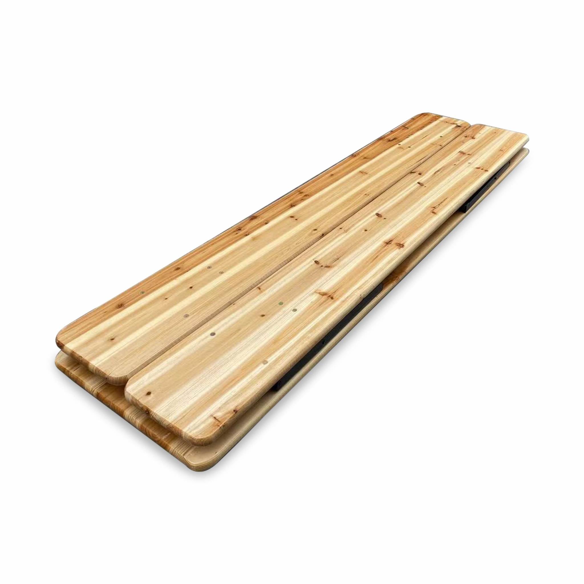 Table de jardin pliante bois de sapin + 2 bancs BAYONNE – Esprit brasserie. pliable. 6 personnes BAYONNE - 8