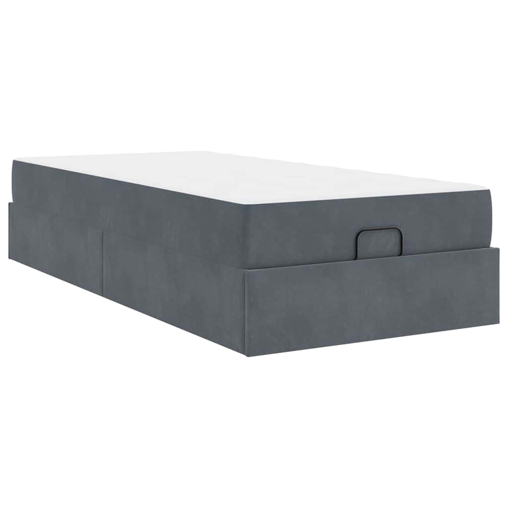 Cadre de lit avec matelas Gris foncé 90 x 200 cm Velours - 2