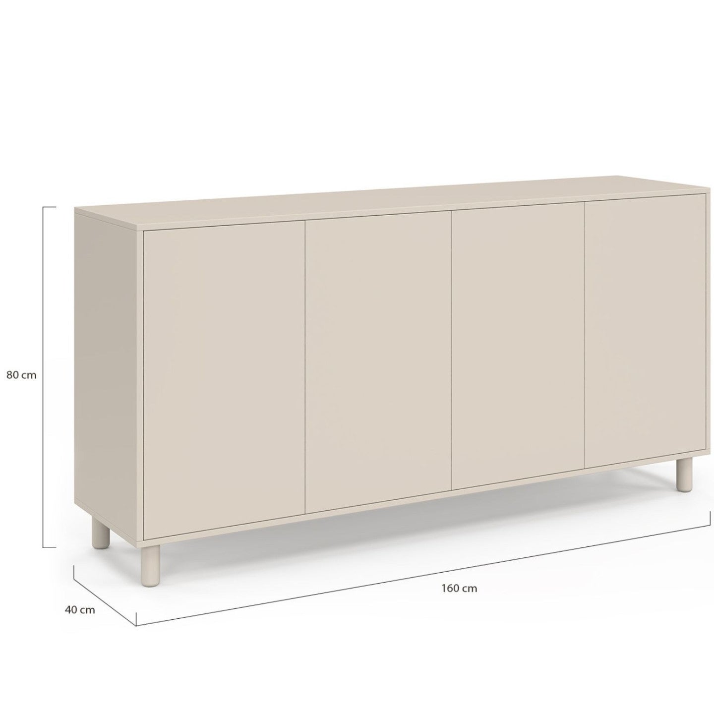 Buffet 160 cm BERTILLE 4 portes bois coloris beige - 5