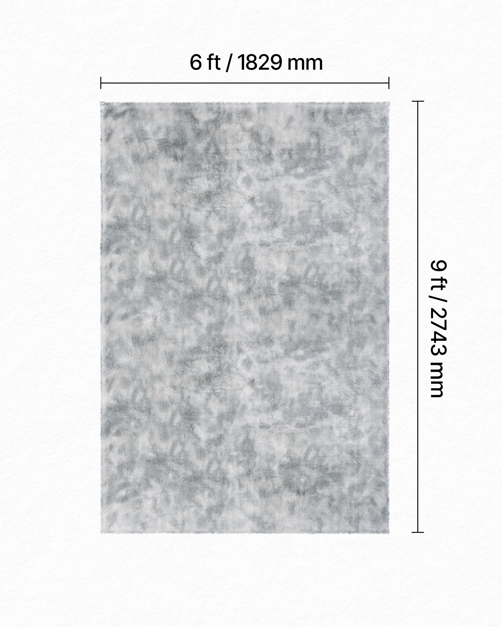 Tapete sala VEVOR pelo longo de 1,83 x 2,74 m, decoração moderna para interiores, antiderrapante, macio e espesso, com base não tecida, cinzento claro - 3