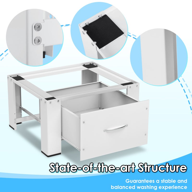 Soporte para lavadora con cajón blanco – Base para lavadora – 62,5x54,5x32,5 cm – Acero - 5