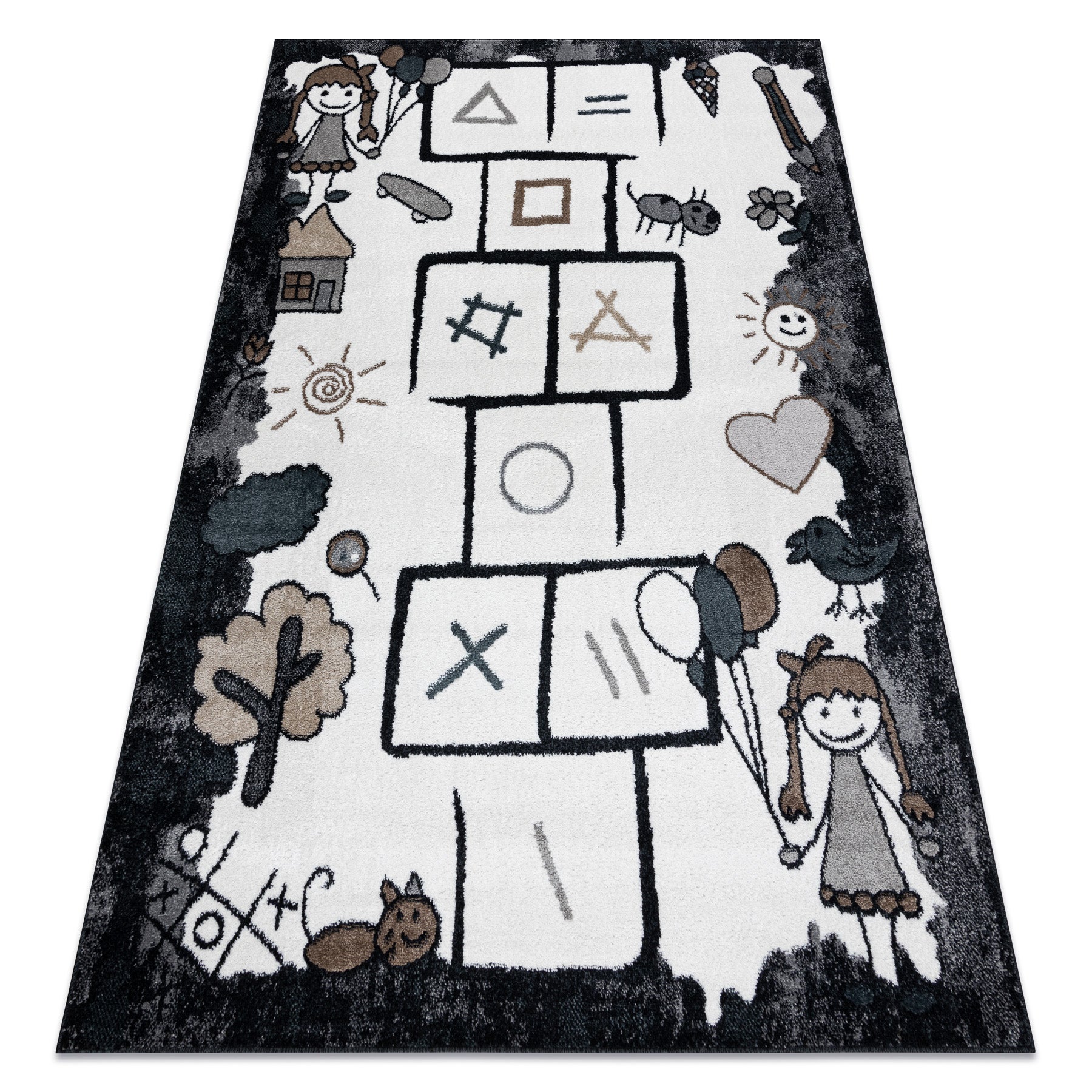 Dywan FUN Hop dla dzieci, Klasy, zwierzęta czarny 80x150 cm