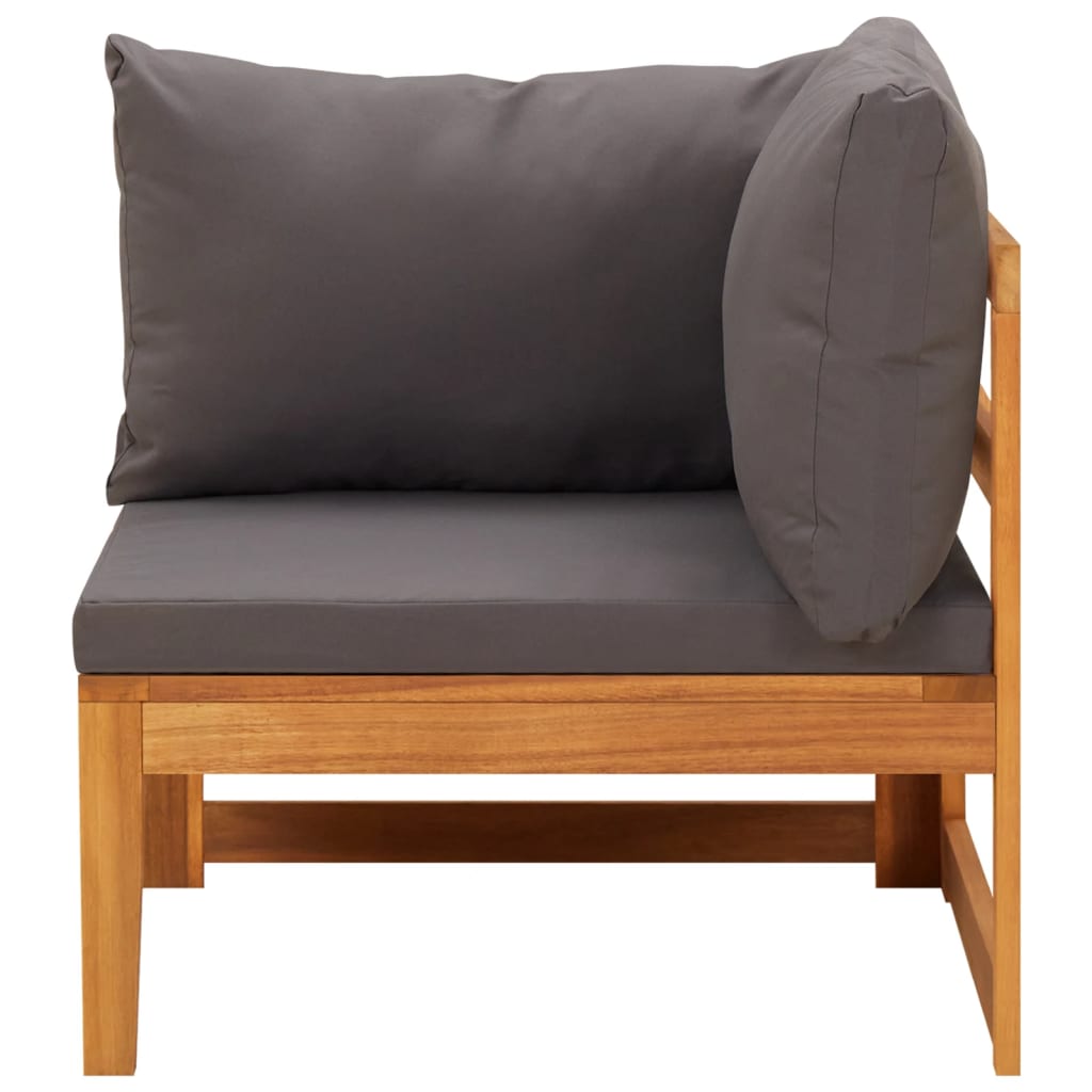 Sofá de salón   sofá de descanso   sofá de esquina madera maciza de acacia con cojines gris oscuro cfw10453