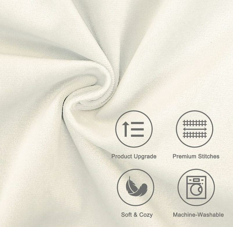 Housse Coussin 30x50 cm Blanc Moutarde Decoration Salon Maison Scandinave Lot de 2 Protege Oreiller Velours Doux Double Face Rectangulaire à Couleur U - 3