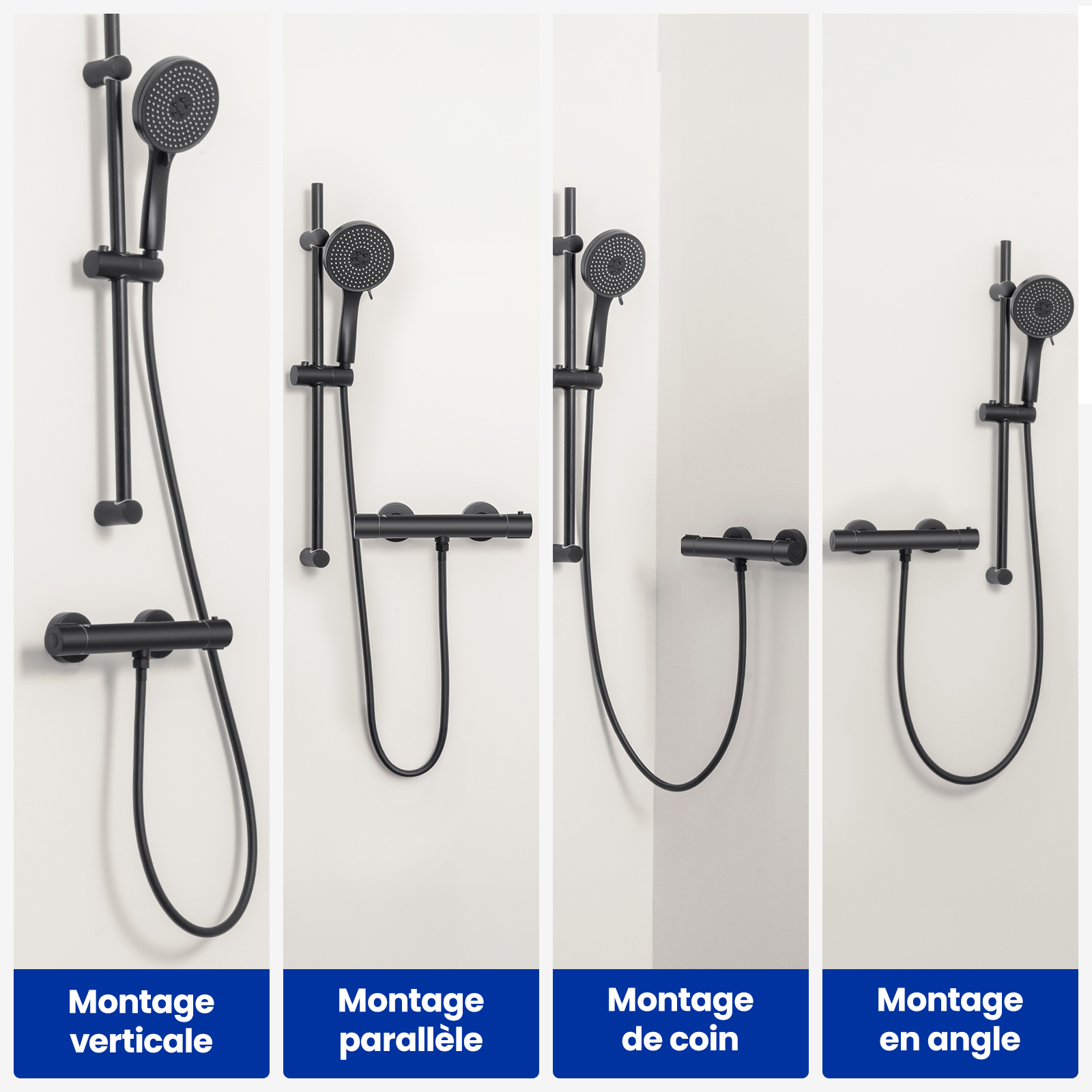 Mitigeur Thermostatique Robinet Douche, Thermostatique de Douche Murale avec Serrure Sécurité 38 ℃ Mitigeur pour Douche ,Noir - 5