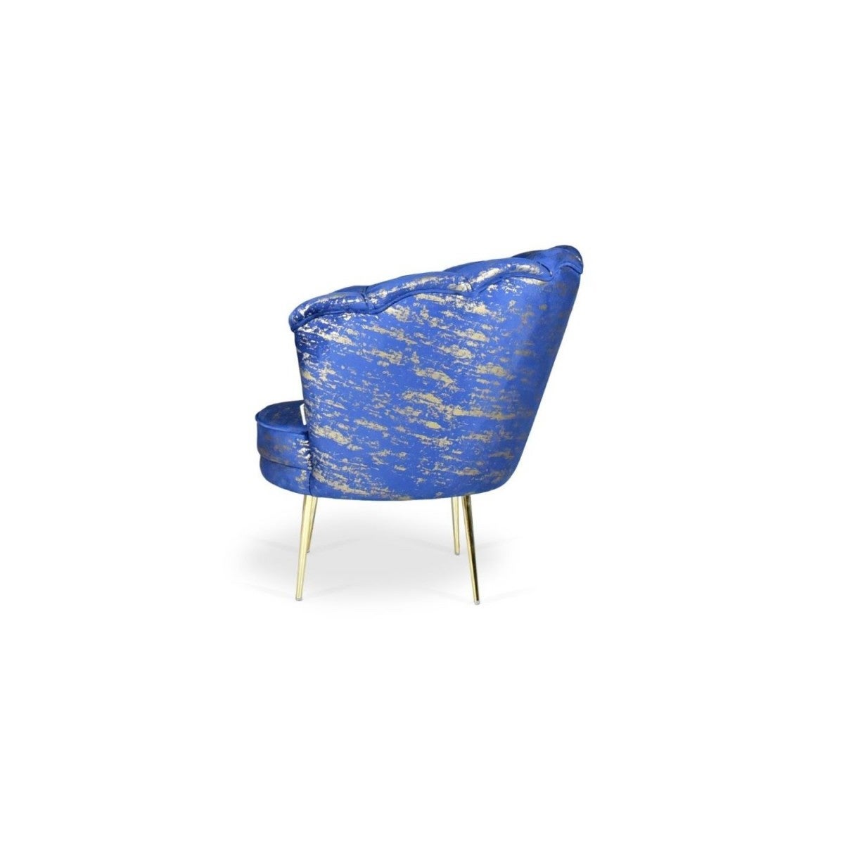 Poltrona a Conchiglia in Velluto Blu e Oro - 4