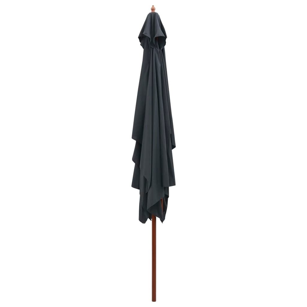 Parasol d'extérieur avec mât en bois 200x300 Anthracite - 4