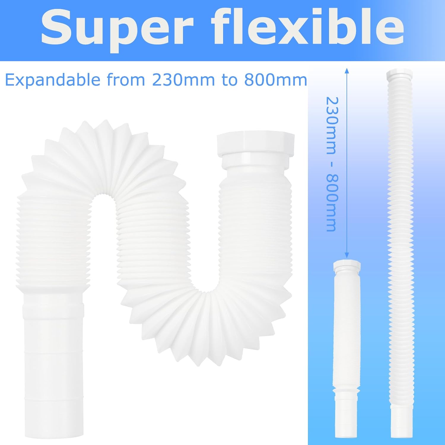 Siphon Flexible Pour évier - Réglable 38-93 Cm, Anti-odeurs, Facile à Installer Pour Cuisine Et Salle De Bain