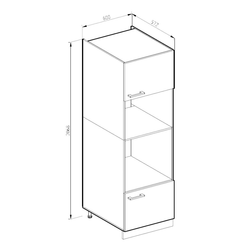 Vicco Armario para microondas R-Line, Blanco alto brillo, 60 cm - 3
